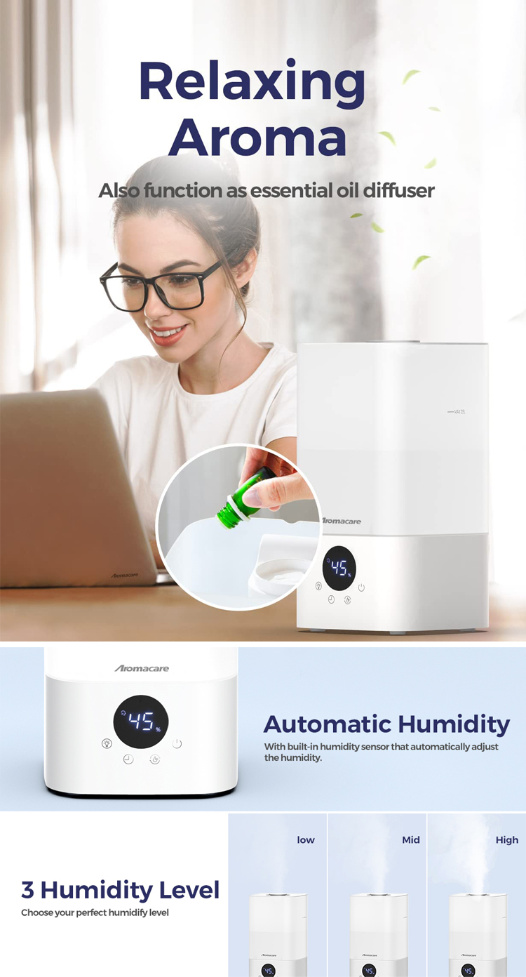 Led High Capacity Ultrasonic Humidifier for Bedroom
