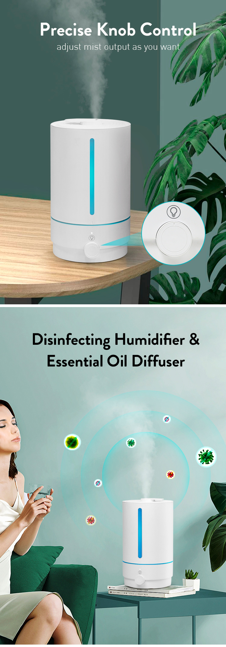 Safety 5 Litre Ultrasonic Humidifier for Home