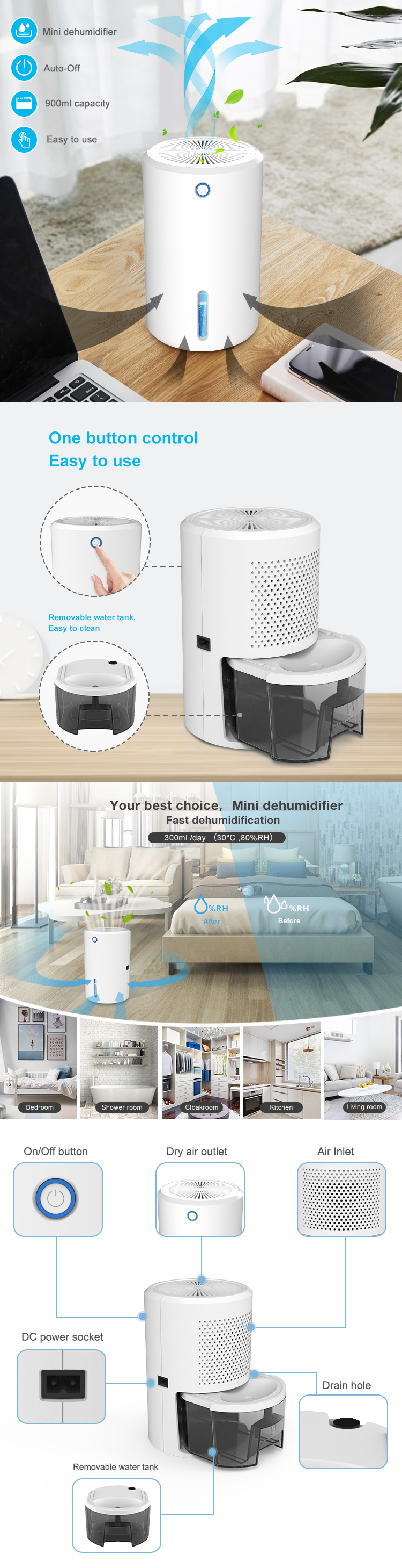 Desktop Portable Air Dehumidifier for Small House