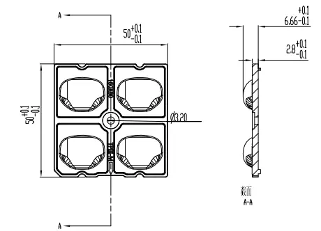 Street light lens 5050 DK-5050-150X80-TPIII-M-4H1-5050