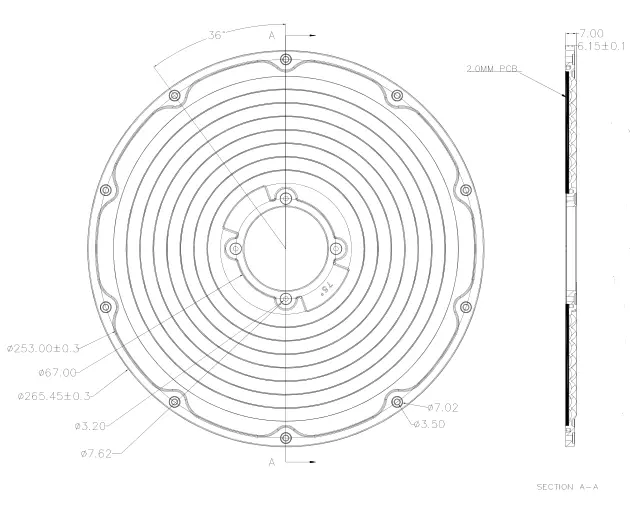 High bay light lens DK-265-75-LENS-G-Donut 2