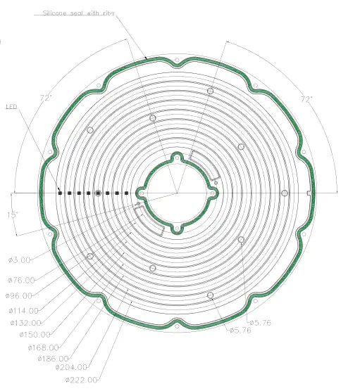 High bay light lens DK-265-75-LENS-G-Donut 1