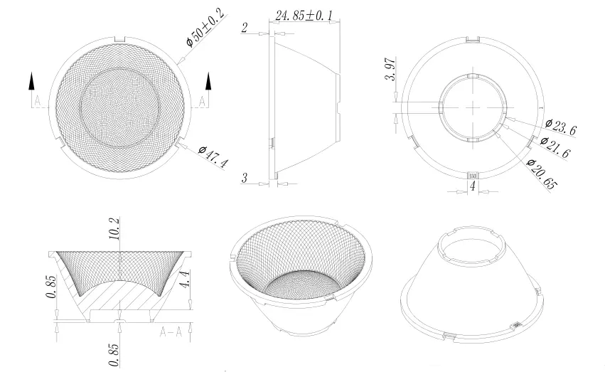 Downlight lens DK-28-08-Shadow-LENS-XHP35led lens,led light