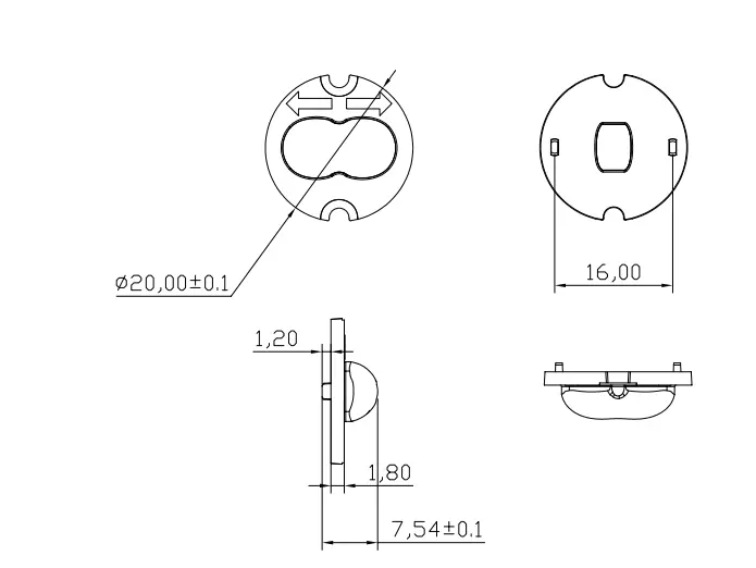 Round lens DK-20-136X54-LENS-HW-1