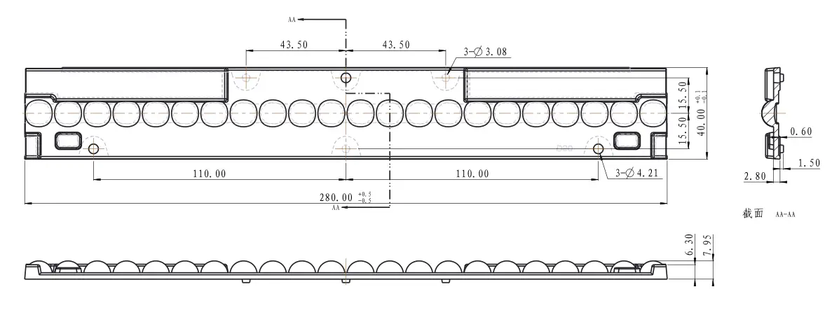 Linear led lens DK-280-60X60-LENS-22H1-XT-1