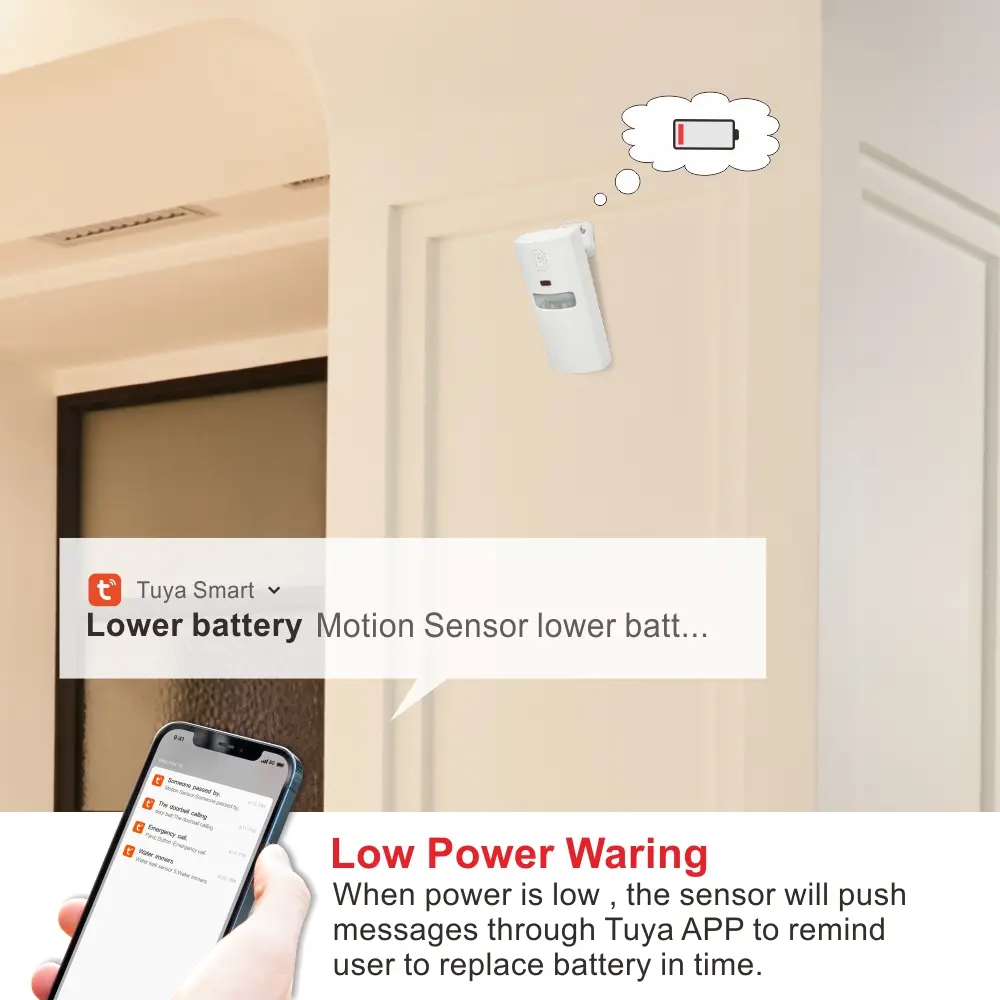 Motion sensor for smart home, RL-WP01, Tuya smart, 2.4GHz WiFi, no hub needed, automation, push notification 5
