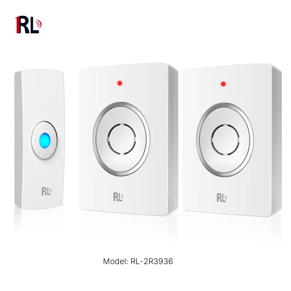 Wireless doorbell, door chime, RL-2R3936, battery-powered, 1 transmitter and 2 receivers, anti-interference, 38 tunes/melodies/ringtones, 433MHz, 150 meters_01
