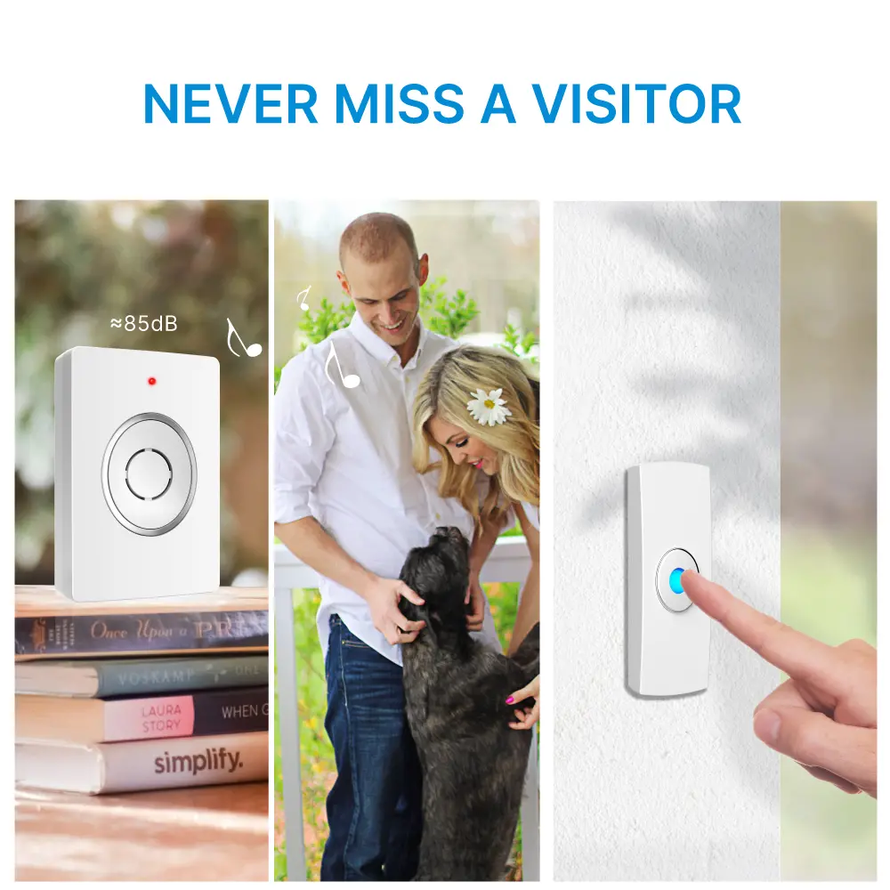 Wireless doorbell, door chime, RL-2R3936, battery-powered, 1 transmitter and 2 receivers, anti-interference, 38 tunes/melodies/ringtones, 433MHz, 150 meters_03