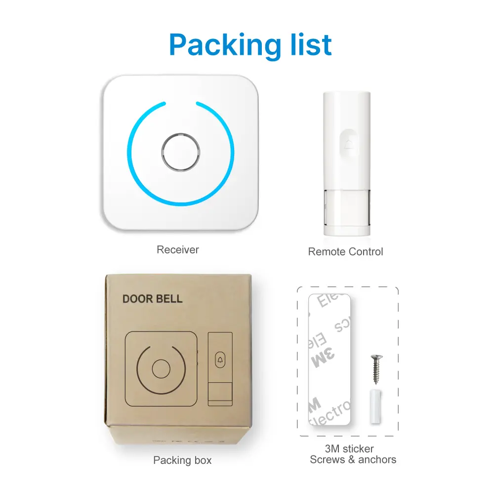 Wireless doorbell, door chime, RL-3930, battery-powered, anti-interference, 38 tunes/melodies/ringtones, 433MHz, 150 meters_13