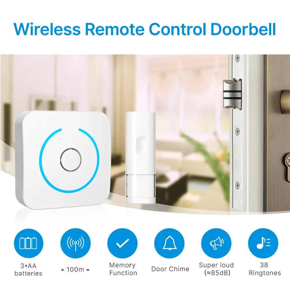 Wireless doorbell, door chime, RL-3930, battery-powered, anti-interference, 38 tunes/melodies/ringtones, 433MHz, 150 meters_02
