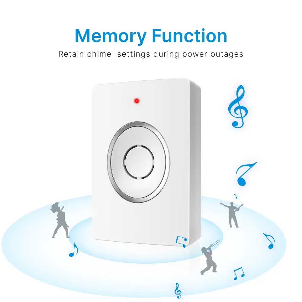 Wireless doorbell, door chime, RL-3936, battery-powered, anti-interference, 38 tunes/melodies/ringtones, 433MHz, 100 meters_04