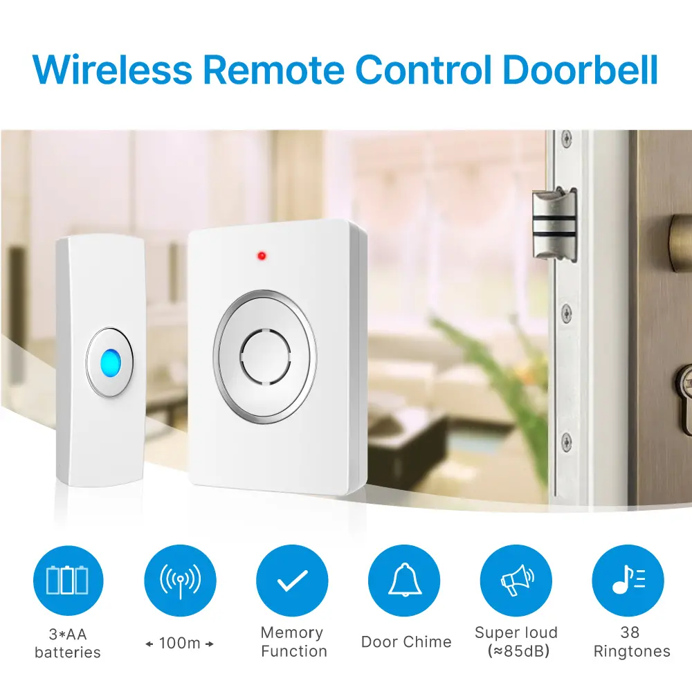 Wireless doorbell, door chime, RL-3936, battery-powered, anti-interference, 38 tunes/melodies/ringtones, 433MHz, 100 meters_02