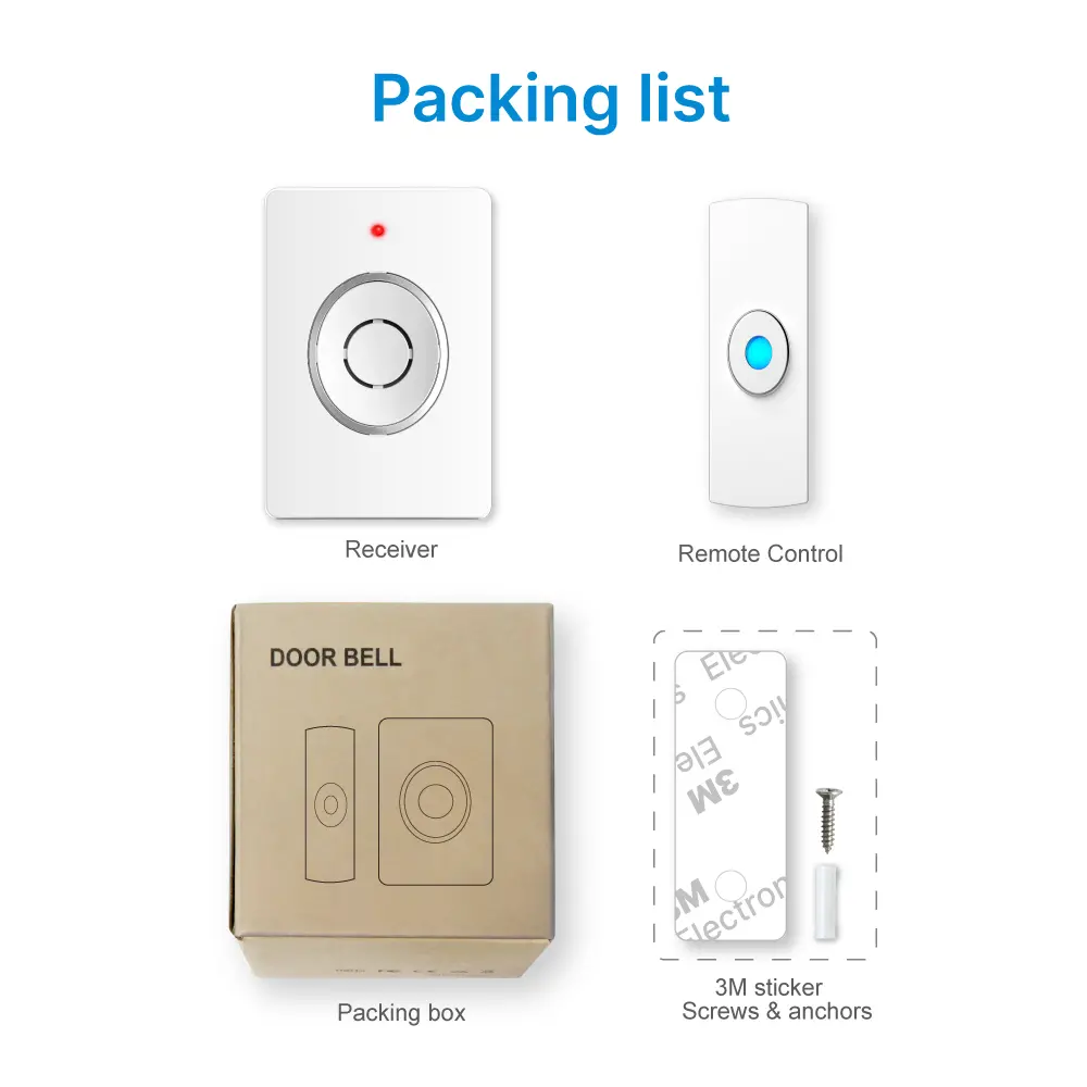 Wireless doorbell, door chime, RL-3936, battery-powered, anti-interference, 38 tunes/melodies/ringtones, 433MHz, 100 meters_13