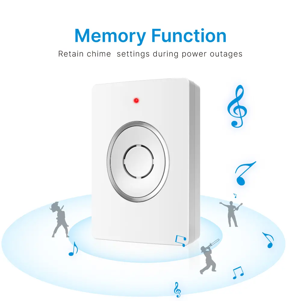 Wireless doorbell, door chime, RL-3936B, battery-powered, anti-interference, 38 tunes/melodies/ringtones, 433MHz, 150 meters_04