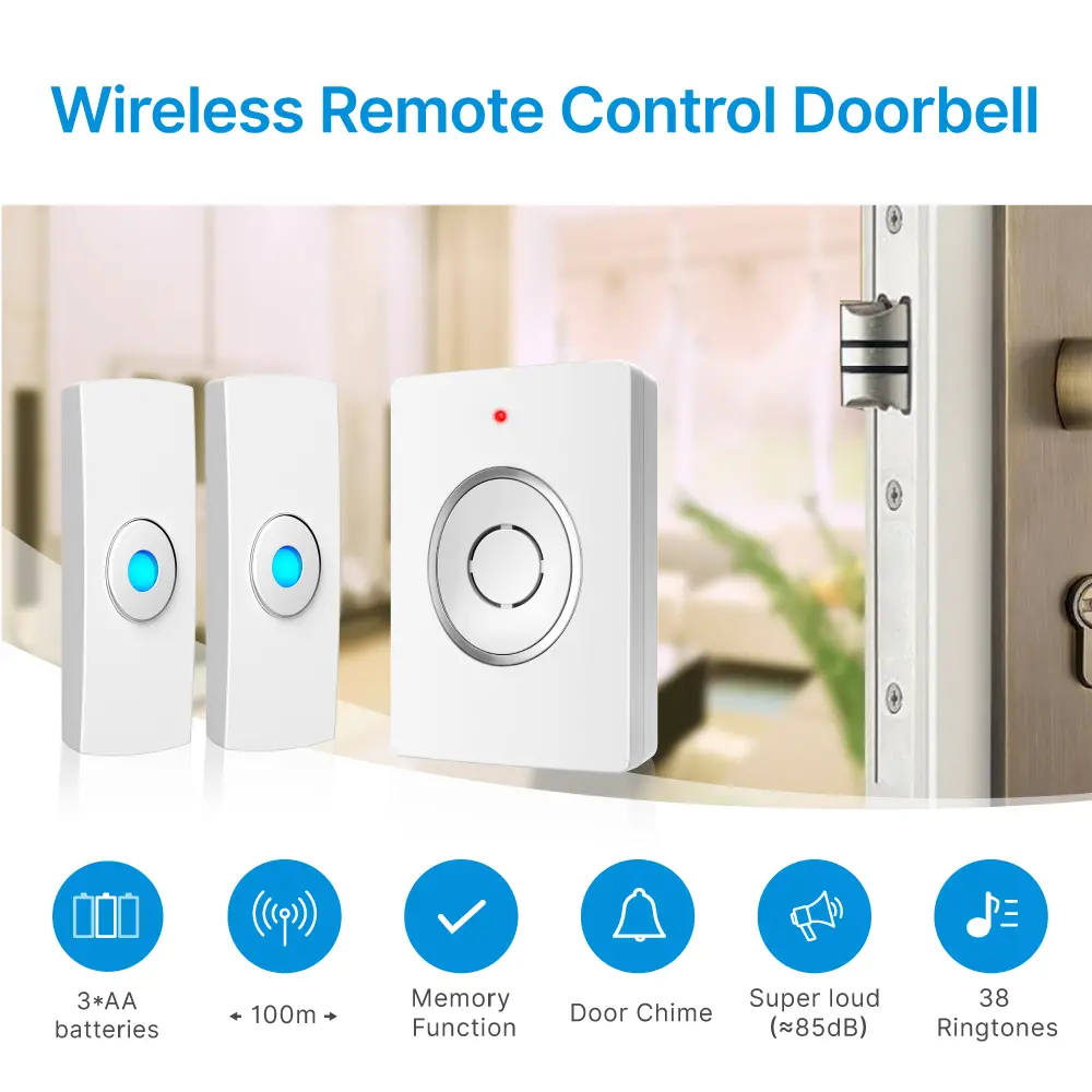 Wireless doorbell, door chime, RL-3936B, battery-powered, anti-interference, 38 tunes/melodies/ringtones, 433MHz, 150 meters_02