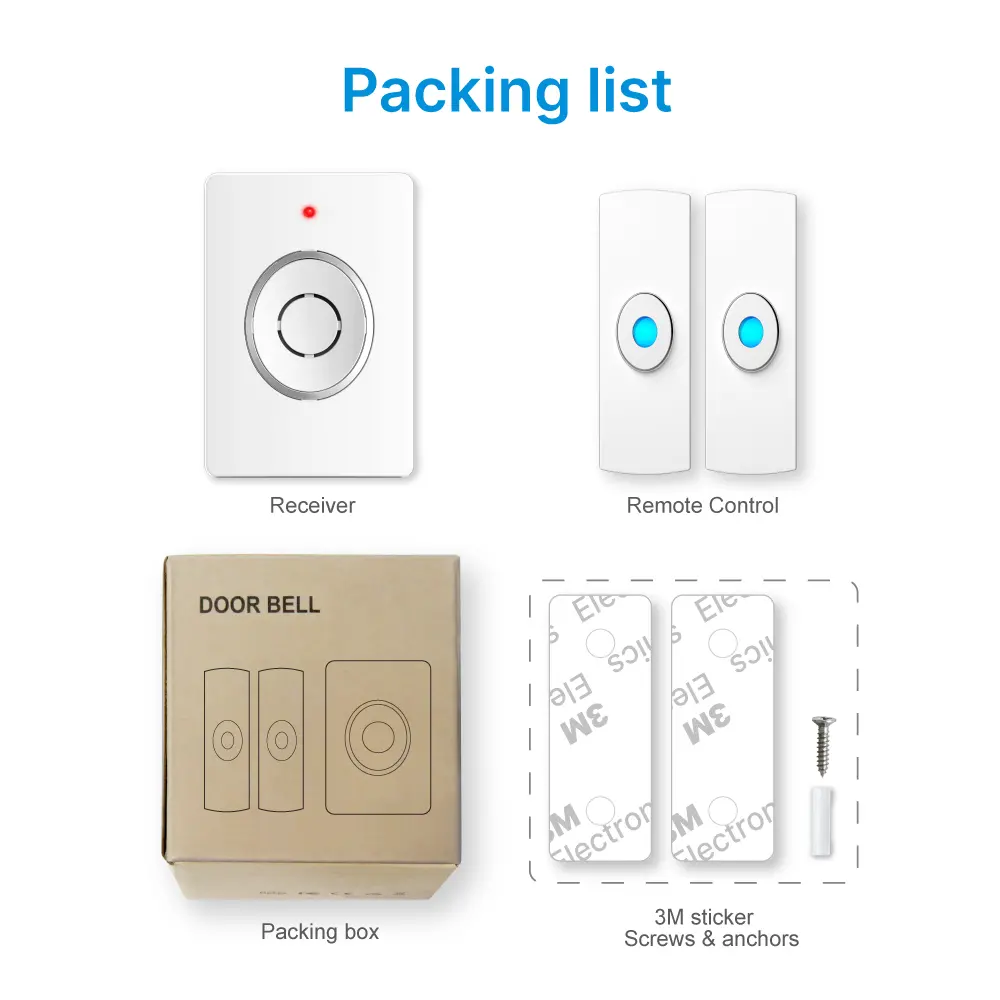 Wireless doorbell, door chime, RL-3936B, battery-powered, anti-interference, 38 tunes/melodies/ringtones, 433MHz, 150 meters_13