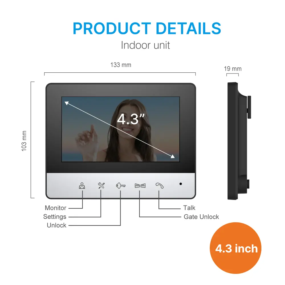 4.3” Video Doorphone #RL-B04P1--4.3 inch TFT screen with widescreen images and no radiation, low power consumption but high defifinition. _05