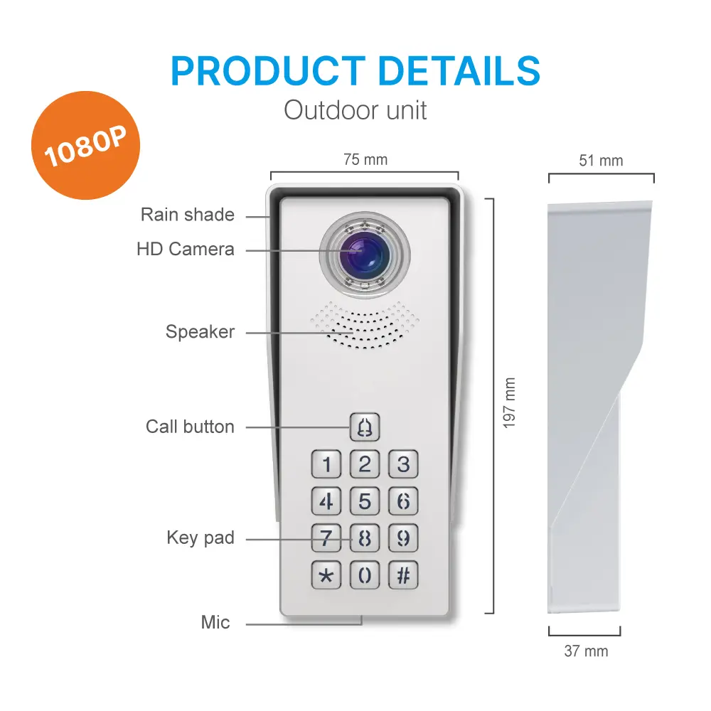 7inch WIFI AHD Video Doorphone #RL- Keypad tone indicating, with key pad back light design for easy operation at night. - Camera light compensation at night. - Release the electric lock and gate lock. - User code unlocking. - Monitor the outside. _09