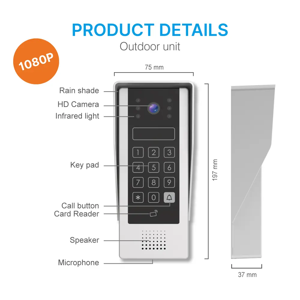 7 inch WIFI AHD Video Doorphone #RL-A17AID-TY - With the Tuya Smart APP - Two million pixels AHD camera.- Electric lock and gate lock connection. - ID card and user code unlocking_08