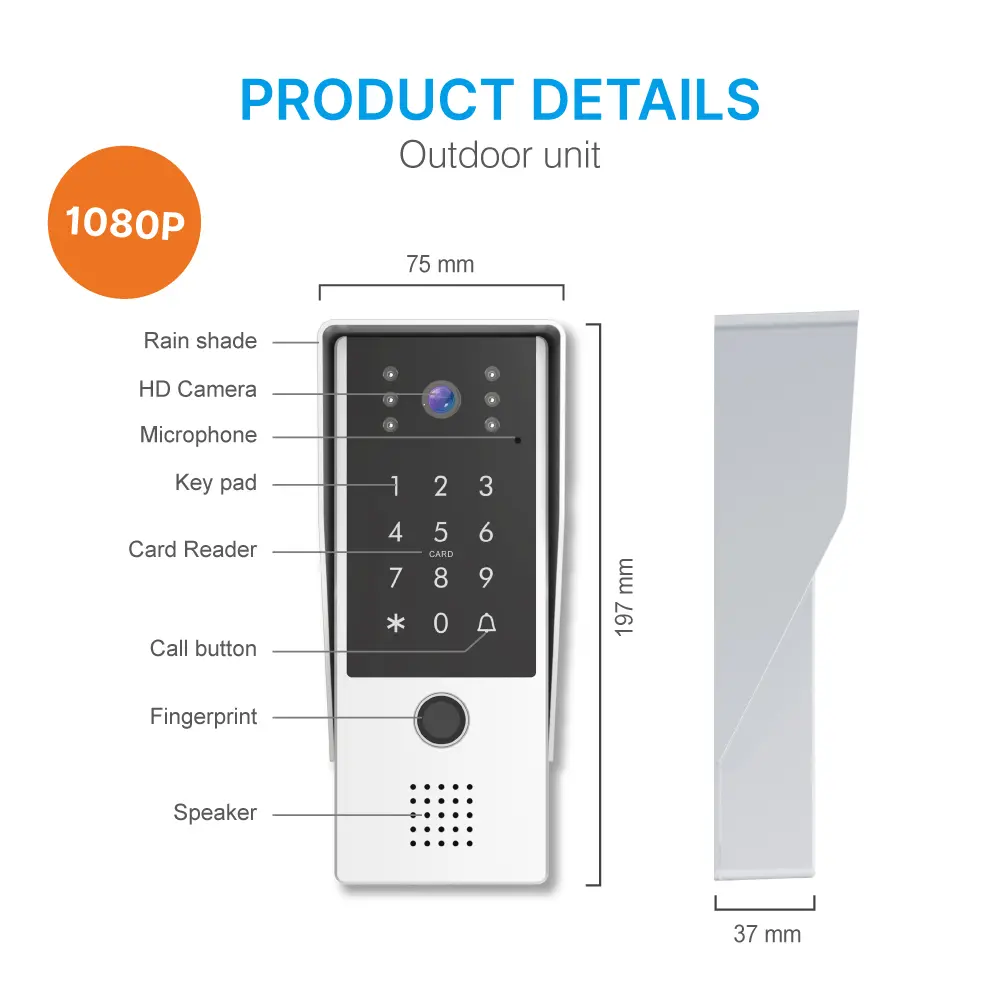  7inch WIFI AHD Video Doorphone #RL-A17FID-TY - With the Tuya Smart APP- Two million pixels HD camera. - Electric lock and gate lock connection. - IC card/Fingerprint and user code unlocking. _09
