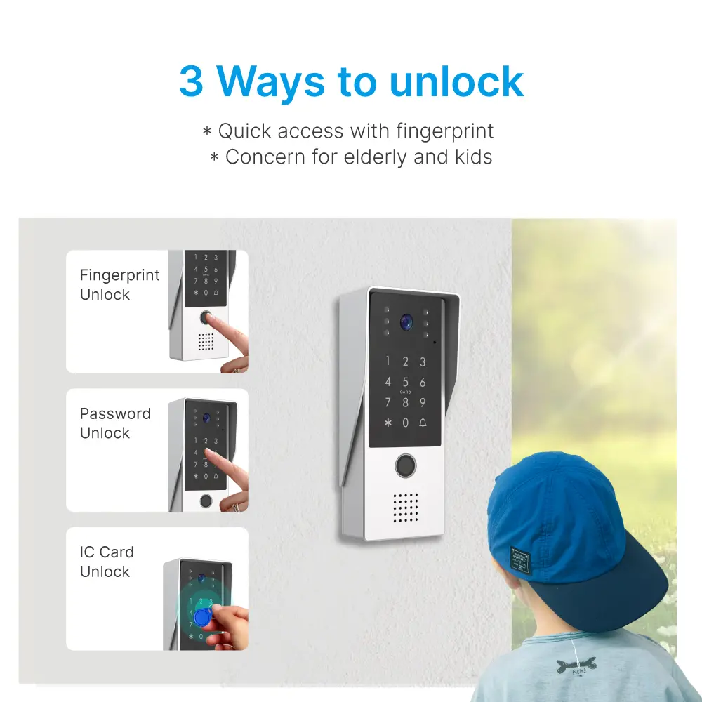  7inch WIFI AHD Video Doorphone #RL-A17FID-TY - With the Tuya Smart APP- Two million pixels HD camera. - Electric lock and gate lock connection. - IC card/Fingerprint and user code unlocking. _04