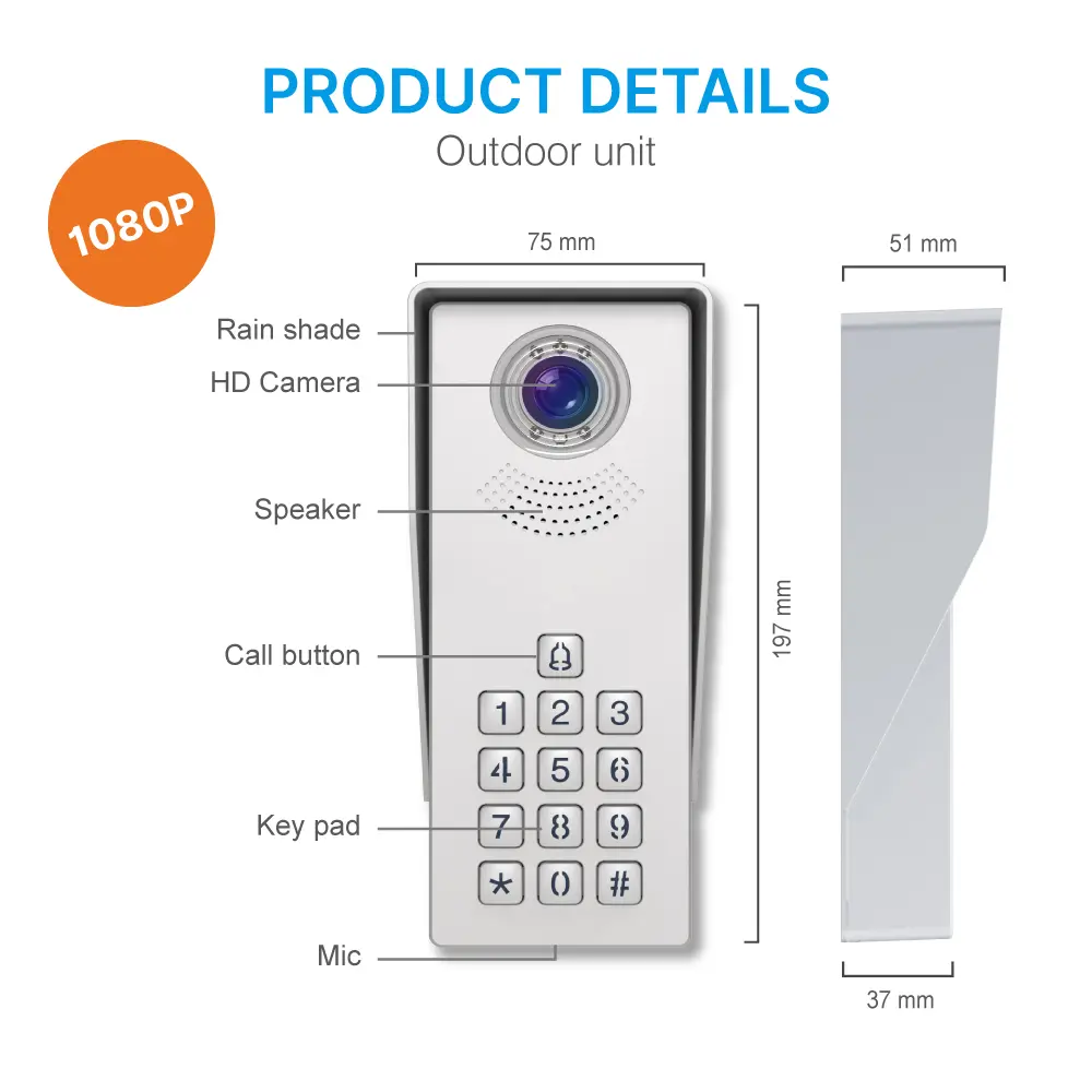 7 inch WIFI AHD Video Doorphone #RL-B17AD-TY- Camera light compensation at night. - Release the electric lock and gate lock. - User code unlocking. - Monitor the outside. - With the Tuya Smart APP_09