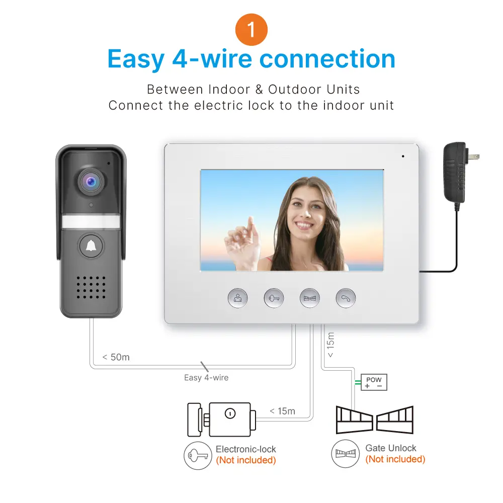 7 inch WIFI AHD Video Doorphone #RL-A17U-TY - With the Tuya Smart APP, you can remotely monitor, intercom and unlock. - Two million pixels AHD camera. - 16 melodies for option. - Electric lock and gate lock connection. _09