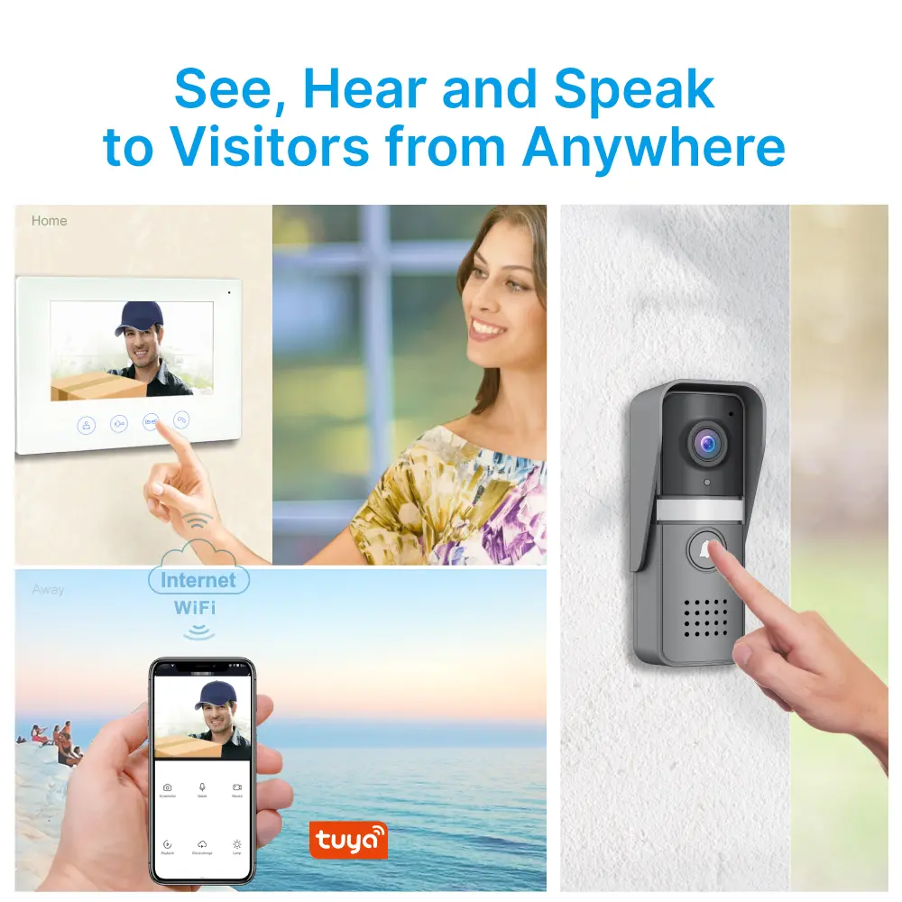 7 inch WIFI AHD Video Doorphone #RL-B17U-TY- With the Tuya Smart APP, you can remotely monitor, intercom and unlock. - Two million pixels AHD camera. - 16 melodies for option. - Electric lock and gate lock connection. _02