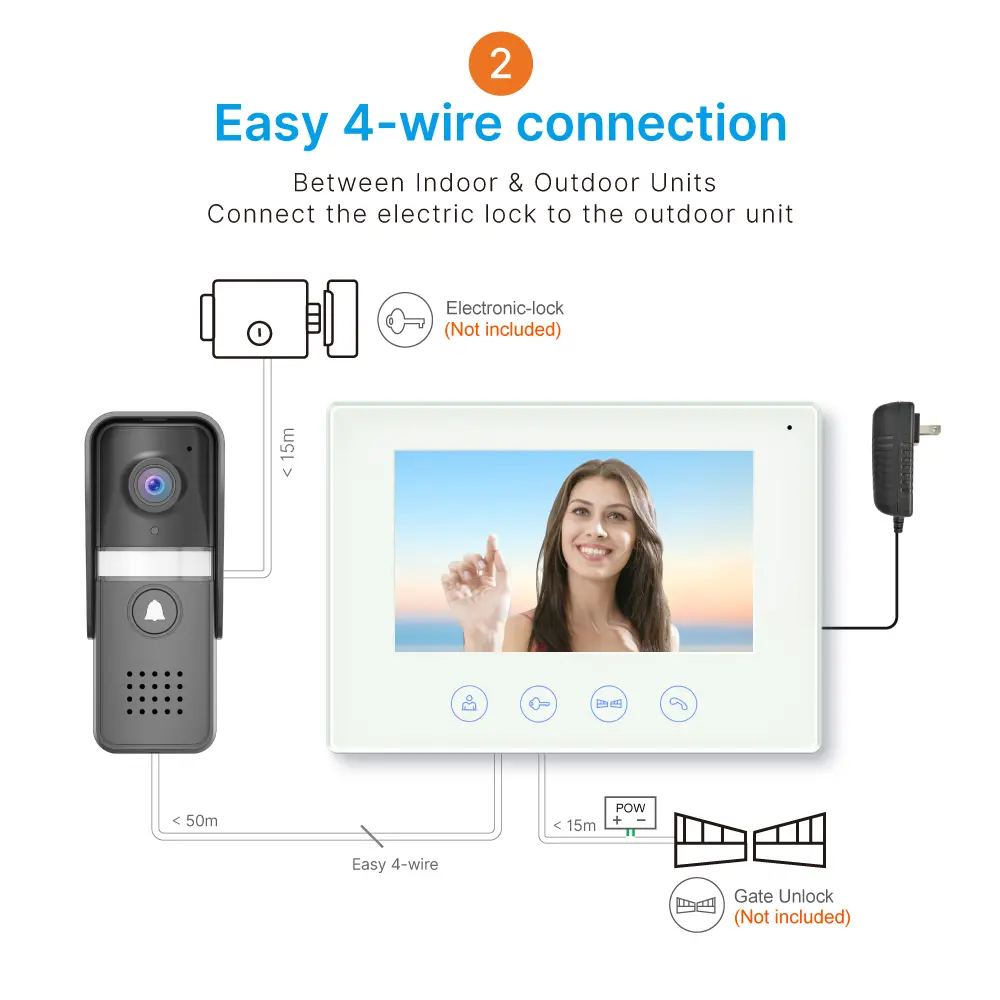 7 inch WIFI AHD Video Doorphone #RL-B17U-TY- With the Tuya Smart APP, you can remotely monitor, intercom and unlock. - Two million pixels AHD camera. - 16 melodies for option. - Electric lock and gate lock connection. _10