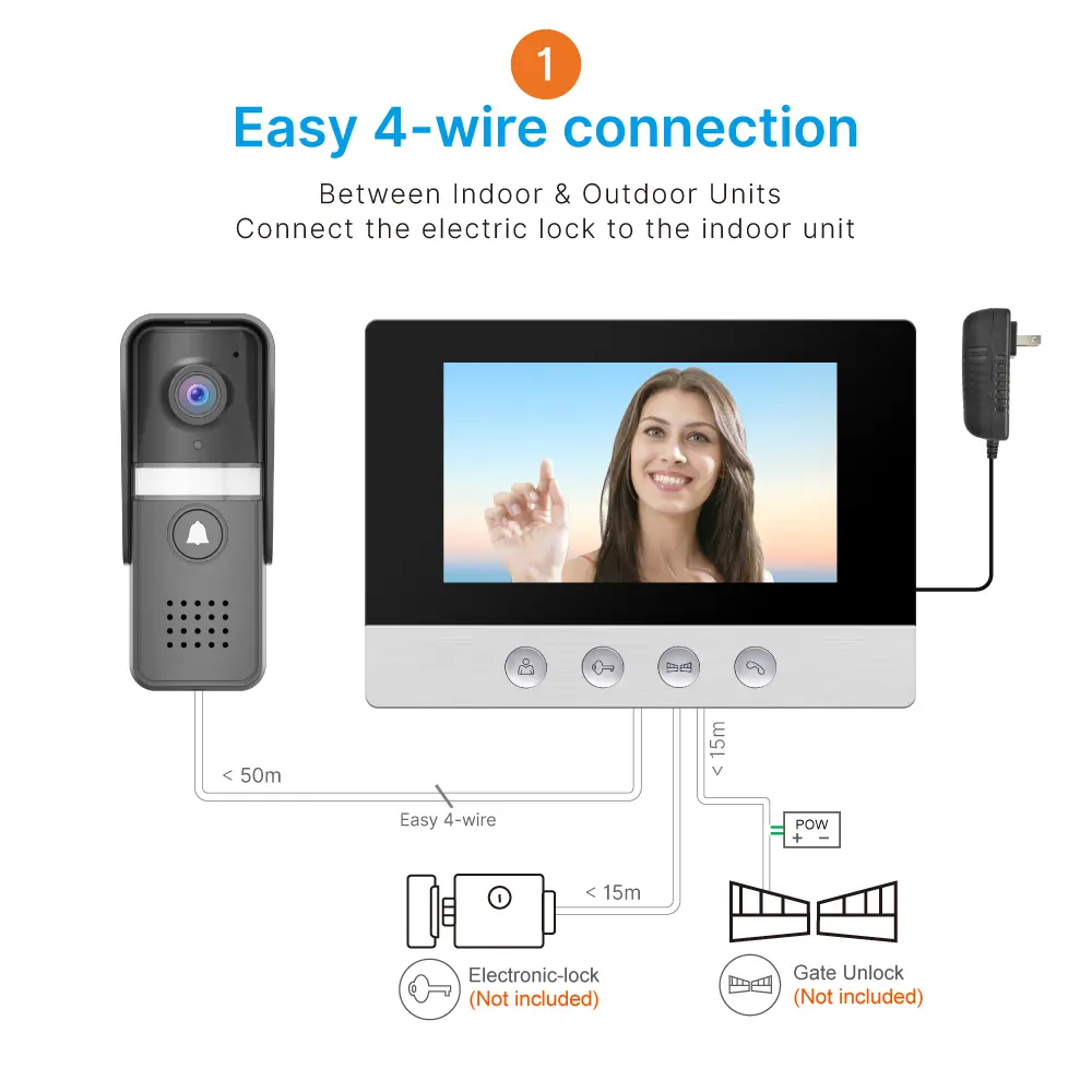 7 inch WIFI AHD Video Doorphone #RL-D17U-TY- With the Tuya Smart APP, you can remotely monitor, intercom and unlock. - Two million pixels AHD camera. - 16 melodies for option. - Electric lock and gate lock connection. _09
