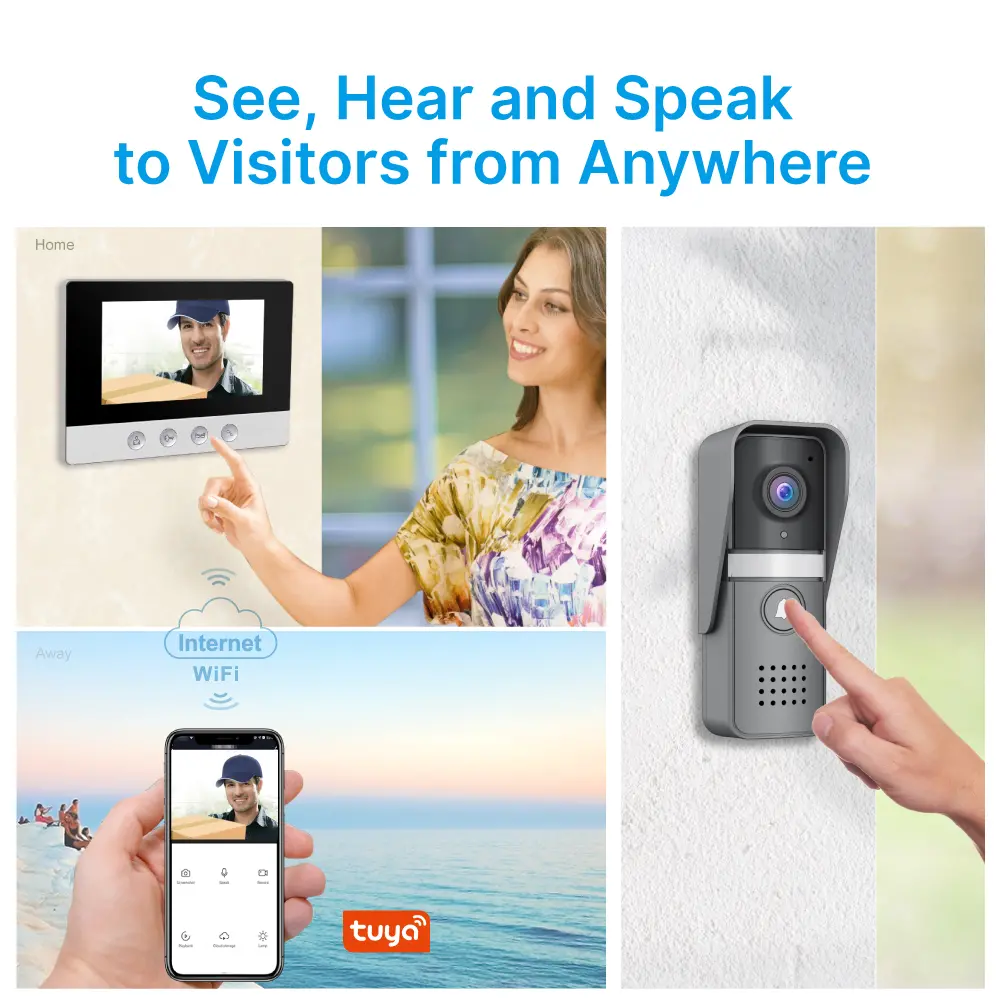 7 inch WIFI AHD Video Doorphone #RL-D17U-TY- With the Tuya Smart APP, you can remotely monitor, intercom and unlock. - Two million pixels AHD camera. - 16 melodies for option. - Electric lock and gate lock connection. _02