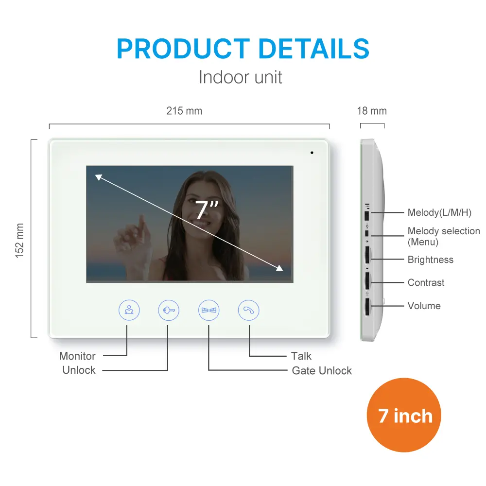 7 inch TUYA WIFI Smart Video Doorphone- Easy 4-wire connection- Between indoor & outdoor units See, hear and speak to visitors from anywhere 1080P AHD Doorbell - Built-in Mega HD camera - Suitable for various environment and outdoor use- Night Vision camera _07