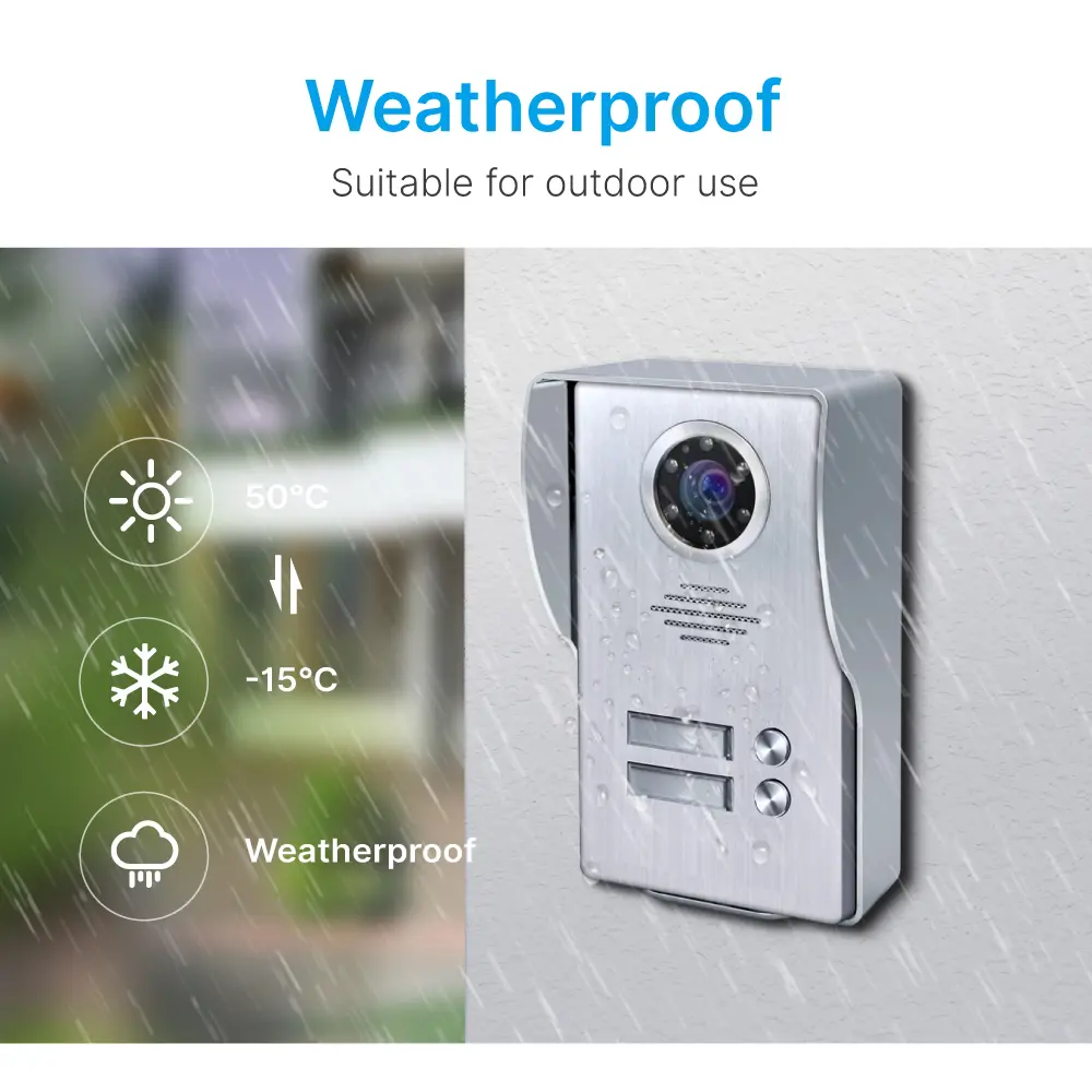7 inch TUYA WIFI Smart Video Doorp #RL-B17W2-TY . - Between indoor & outdoor units See, hear and speak to visitors from anywhere 1080P AHD Doorbell. - Built-in Mega HD camera. - Suitable for various environment and outdoor use.- Night Vision camera _05