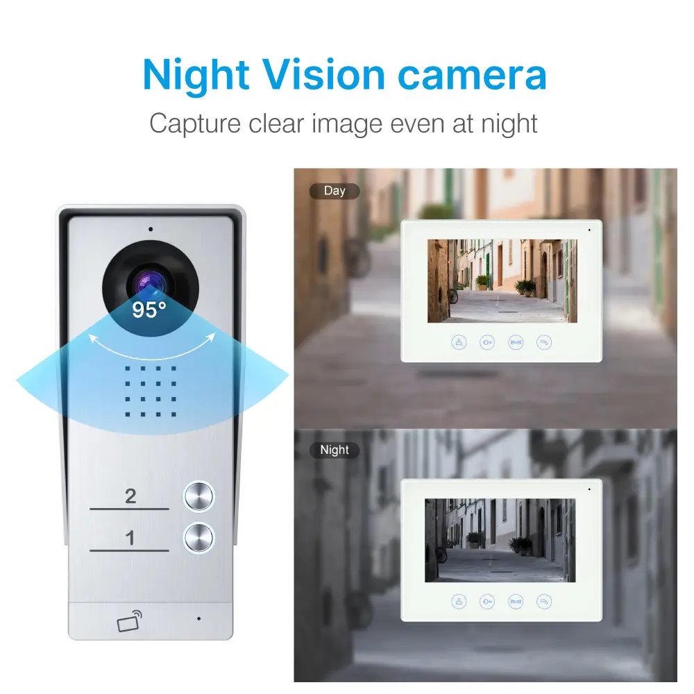 7 inch WIFI AHD Video Doorphone #RL-B17AE2-TY- Support up to 2 flats.- Camera light compensation at night. - Release the electric lock and gate lock. - With the Tuya Smart APP, you can remotely monitor, intercom and unlock. - Two million pixels AHD camera _05