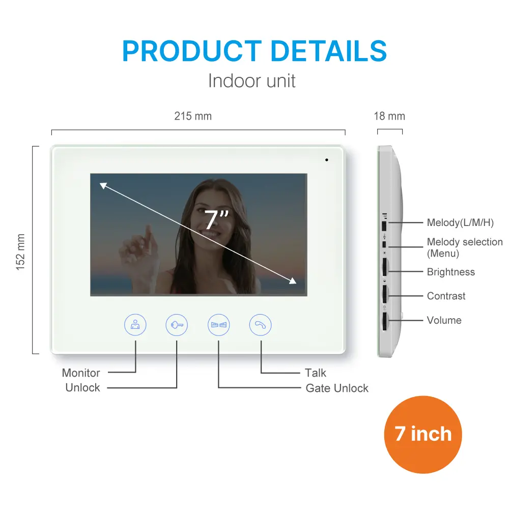 7 inch WIFI AHD Video Doorphone #RL-B17AE2-TY- Support up to 2 flats.- Camera light compensation at night. - Release the electric lock and gate lock. - With the Tuya Smart APP, you can remotely monitor, intercom and unlock. - Two million pixels AHD camera _07