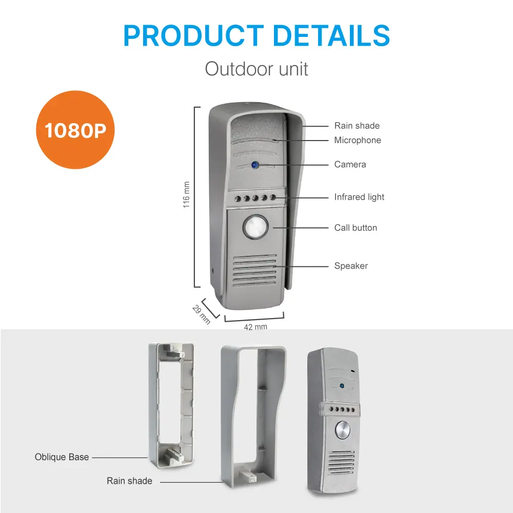7 inch WIFI AHD Video Doorphone #RL-T07H-WIFI- With TuyaSmart APP- Max. 2 million pixels AHD camera. - Max. 128G TF card - Support motion detection. - Voice message function. _11