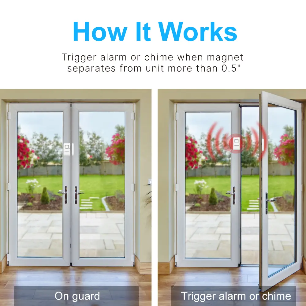 Window & Door Magnetic Alarm #RL-9805H -· 105dB alarm siren.-· Easy access off/Chime/Alarm switch.-· Low battery test button._05