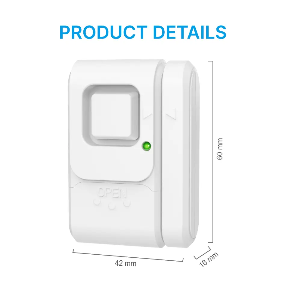 Window & Door Magnetic Alarm #RL-9805H -· 105dB alarm siren.-· Easy access off/Chime/Alarm switch.-· Low battery test button._08