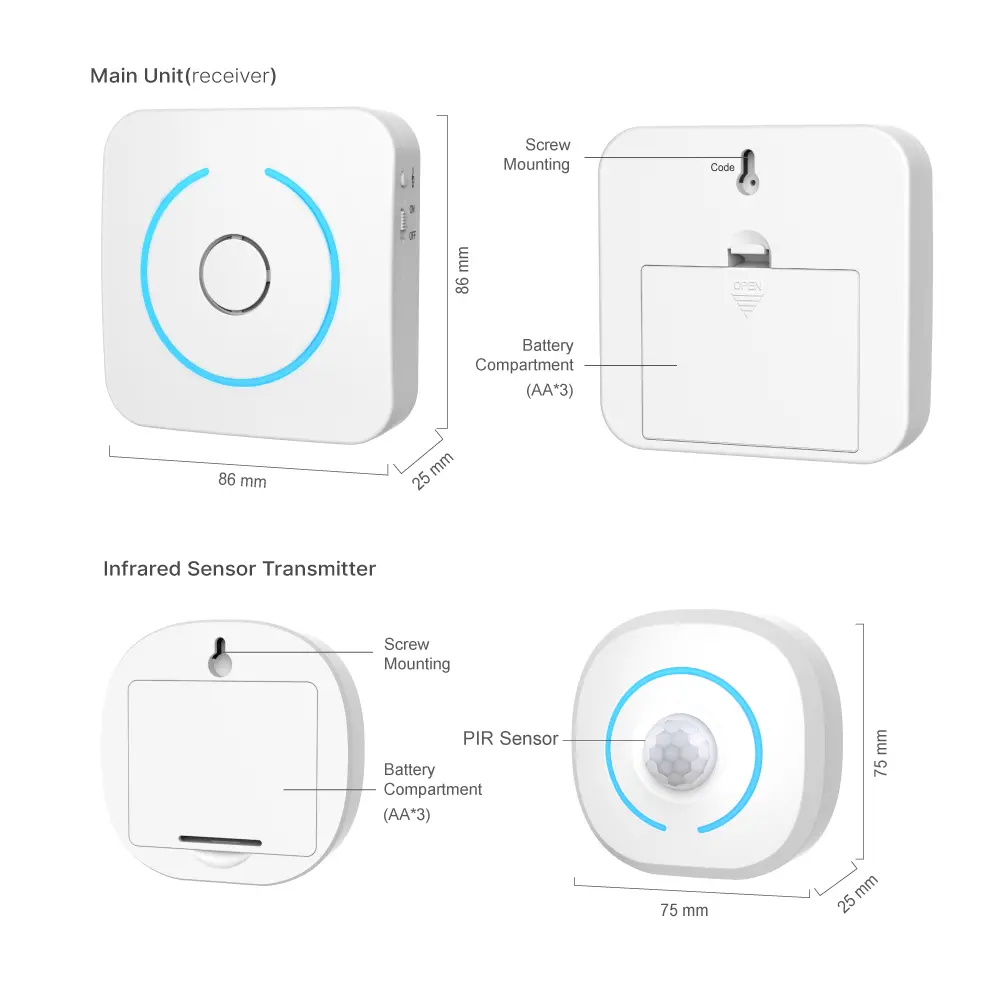 Motion Sensor Alarm #RL-9816M - 8 pieces of chord ringtones for option.- With light and sound indicating function.- Million groups of learning code, avoid interference effectively._07