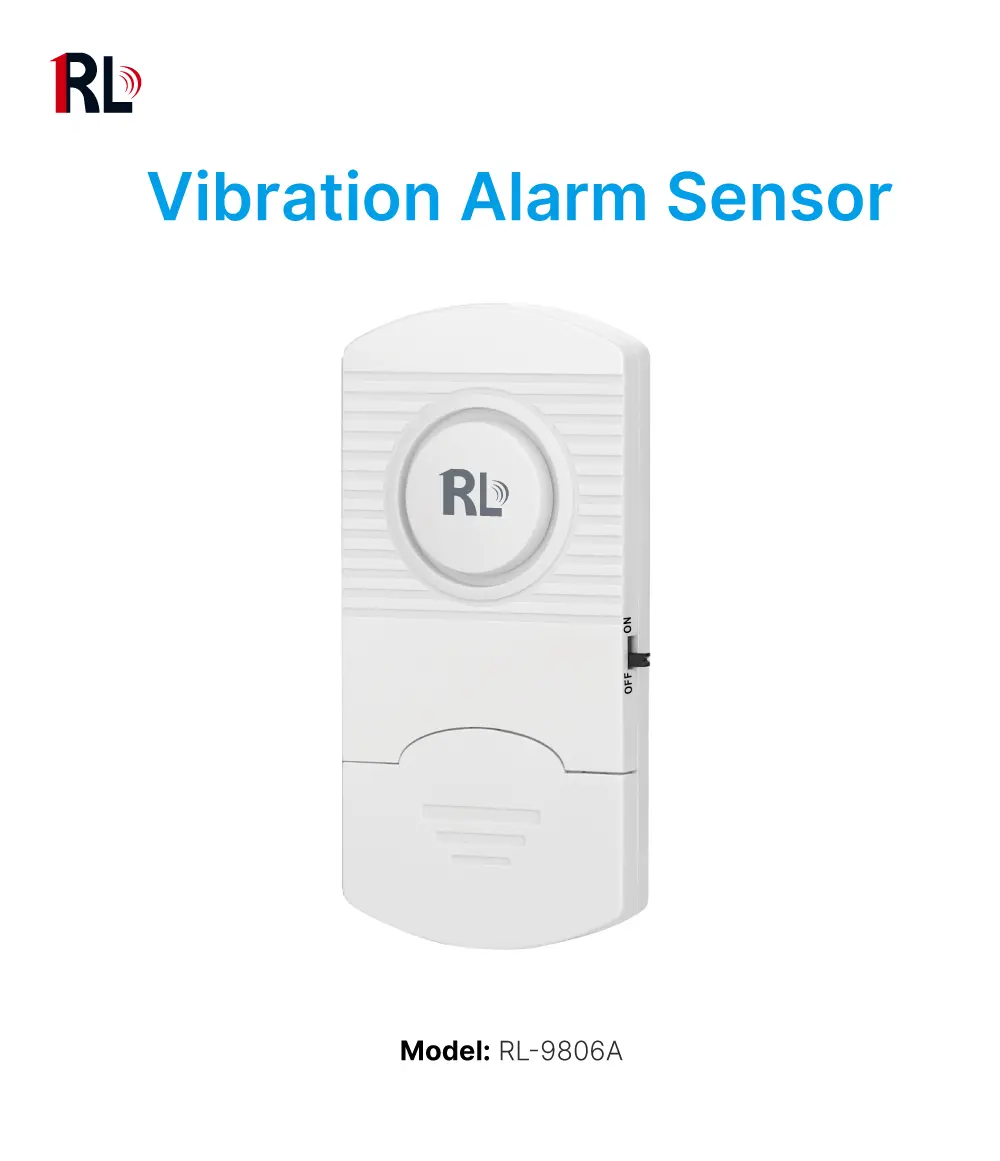 Vibration Alarm Sensor #RL-9806A -100% Wire-Free- Easy to install- Built-in Shock Senso- Super loud (100dB)- 3*LR44 batteries_01
