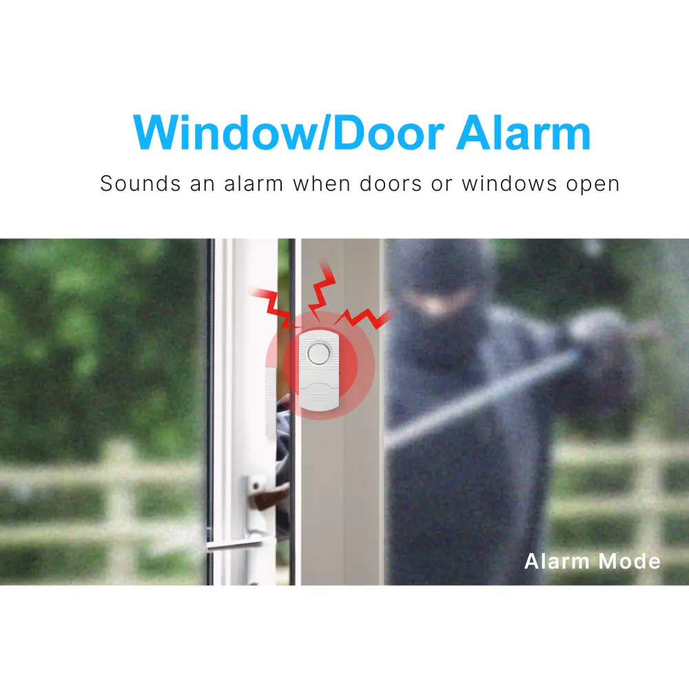 Window & Door Vibration Alarm Sensor #RL-9806AA - Built-in Shock Sensor - 100% Wire-Free - Alarm/Chime/Off - Contact Sensor - 3*LR44 batteries - Super loud (100dB)_03