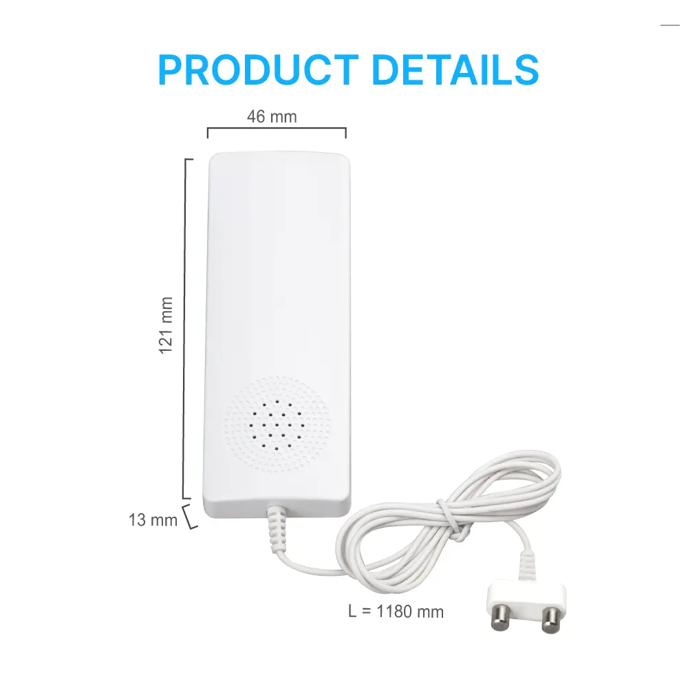 Water Leak Alarm #RL-9807B · Alarm is triggered once water leakage or flooding is detected.· Unique slim, weather resistant design.· Omni-directional sensor for fast & accurate water detection.· Battery testing button with low battery indication._05
