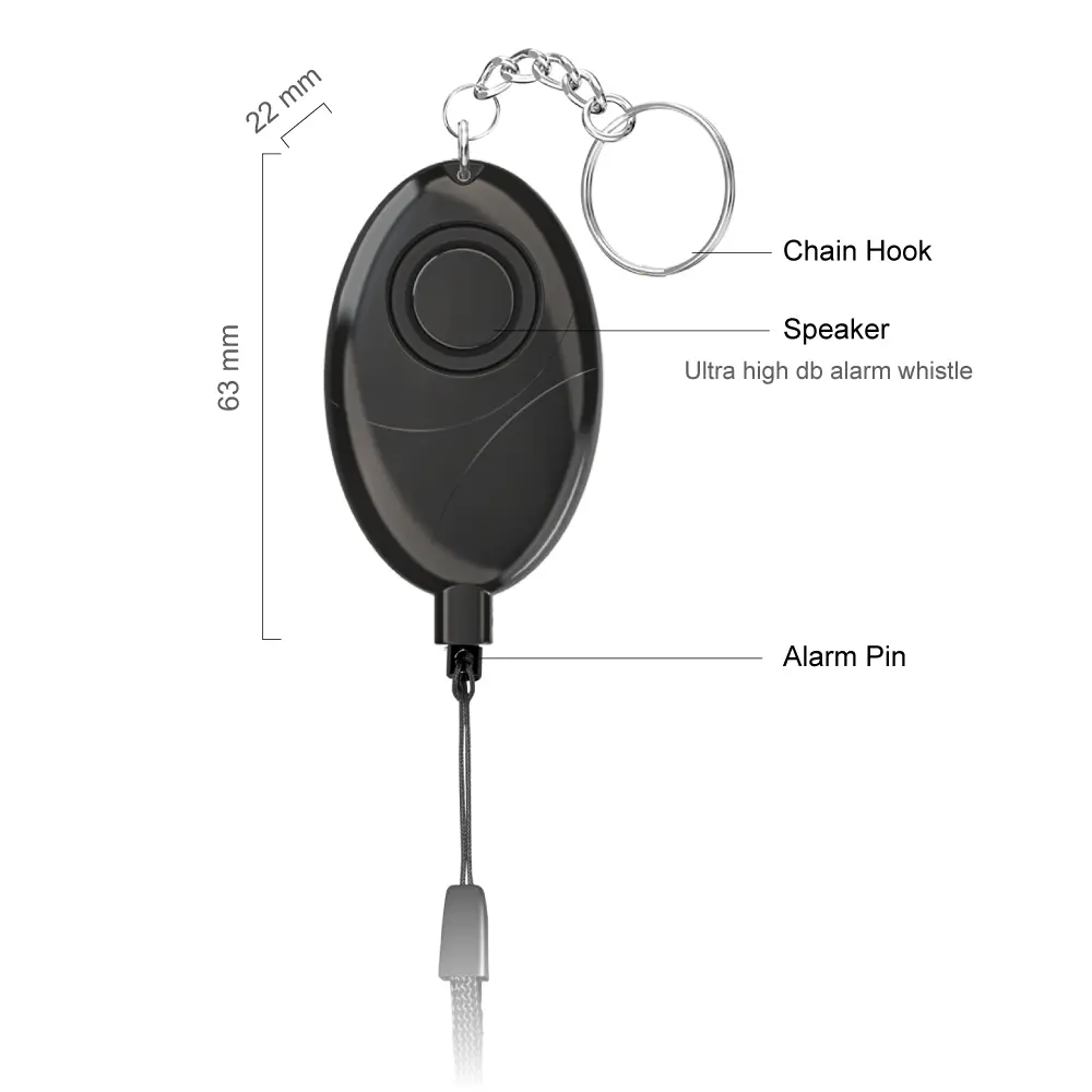 Personal Alarm #RL-9808D - Alarm sounds when metal pin separate from the alarm body - Super loud (120dB) - 3*LR44 batteries_05