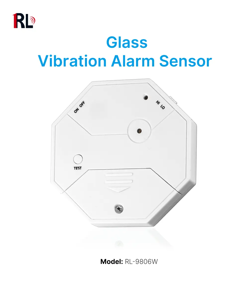 Glass Vibration Alarm Sensor #RL-9806W - Super loud (120dB)- 4*LR44 batteries- 100% Wire-Free - Built-in Shock Sensor_01