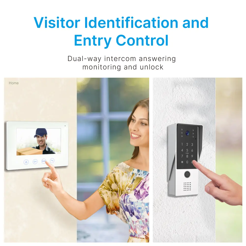 7 inch AHD Video Doorphone #RL-B17AID-AHD- Two million pixels AHD camera. - Keypad tone indicating. - Camera light compensation at night. - Release the electric lock and gate lock. - Release the electric lock by ID card, user code or exit button. _02