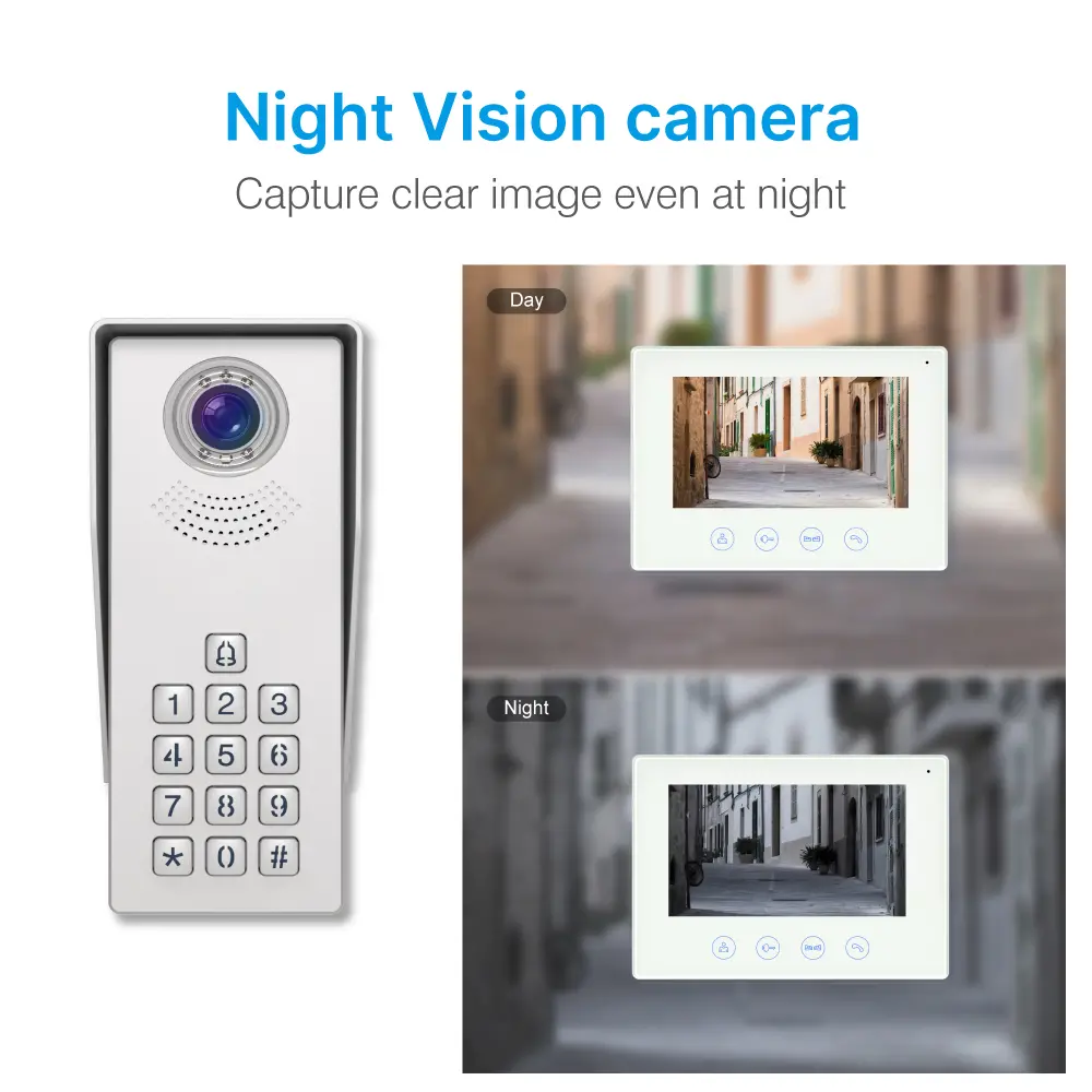  7inch Video Doorphone #RL-B17AD- Keypad tone indicating, with key pad back light design for easy operation at night. - Camera light compensation at night. _07