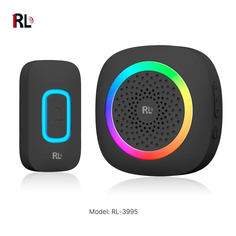 Wireless doorbell, door chime, RL-3995, battery-powered, anti-interference, 60 tunes/melodies/ringtones, 433MHz, 300meters，Color changing LED indicator._01