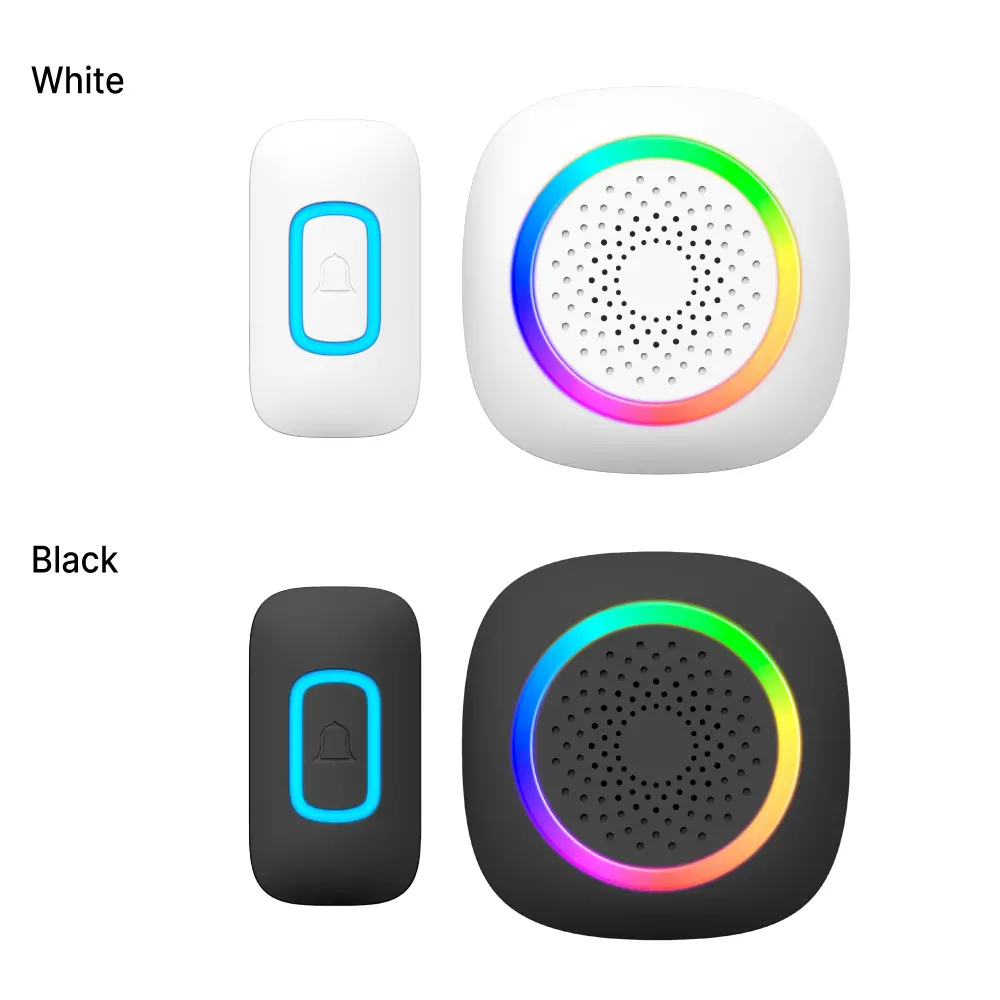 Wireless doorbell, door chime, RL-3995, battery-powered, anti-interference, 60 tunes/melodies/ringtones, 433MHz, 300meters，Color changing LED indicator._10