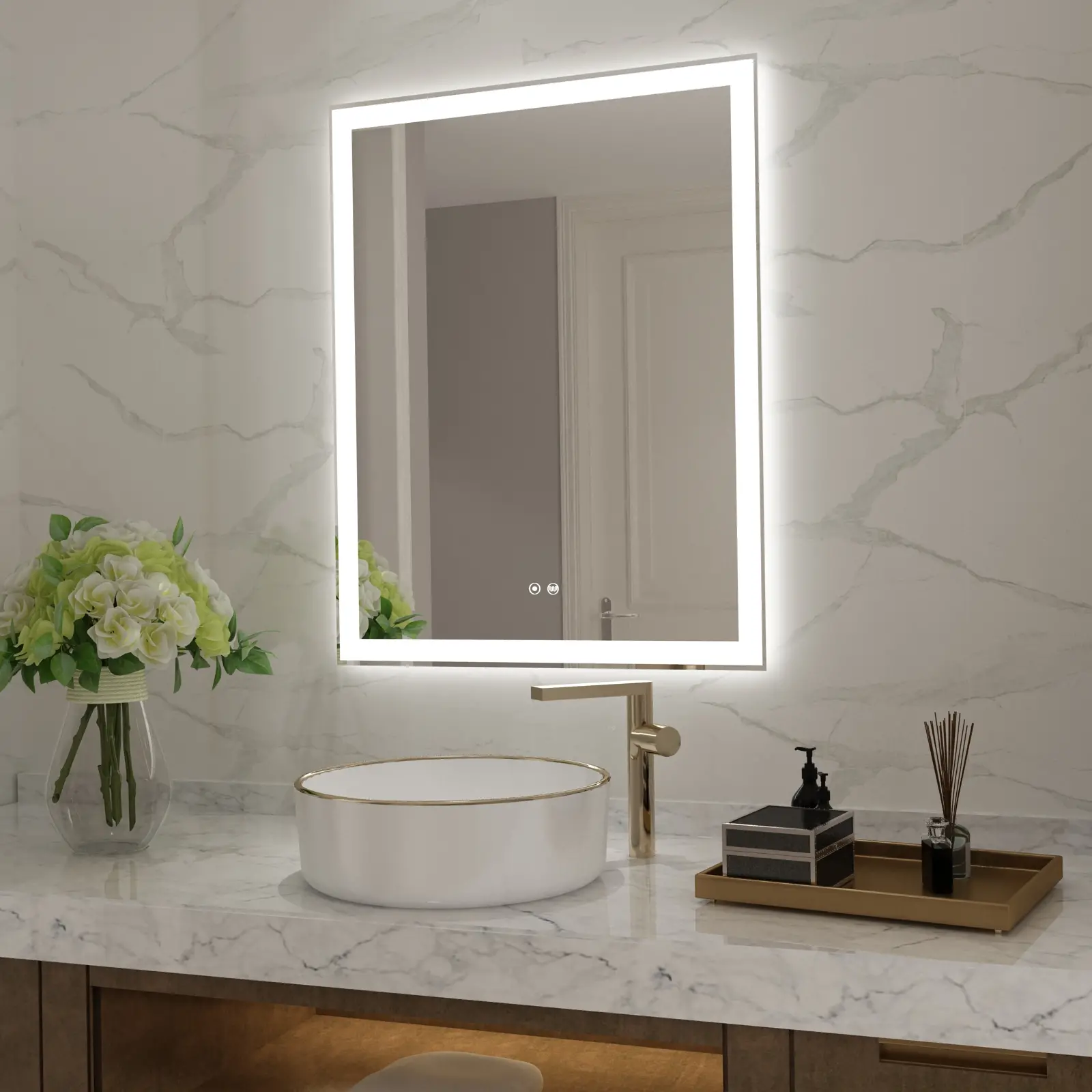 Linda backlit mirror for wall 2836