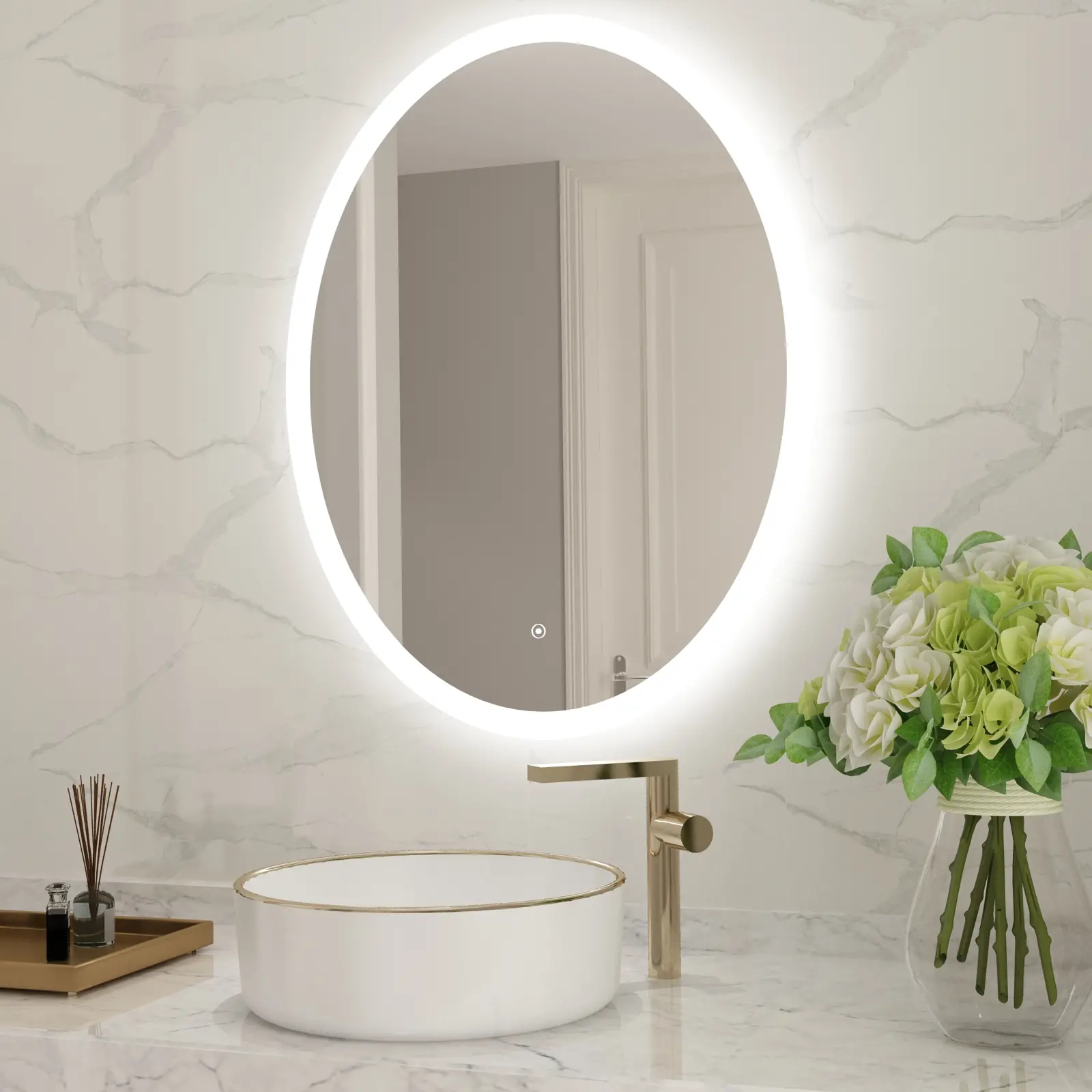 Gloria oval mirror backlit